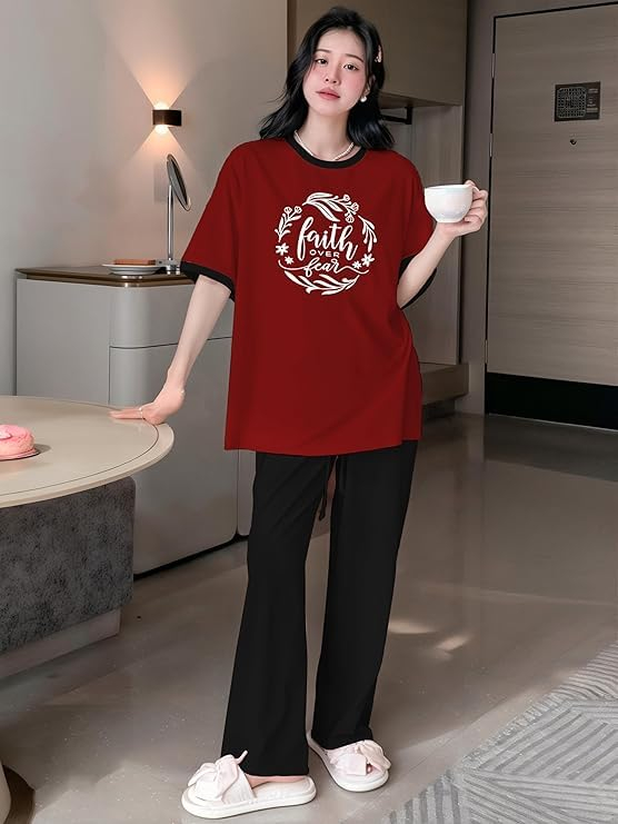 Women Round Neck Printed Nightsuit Set - Image 14
