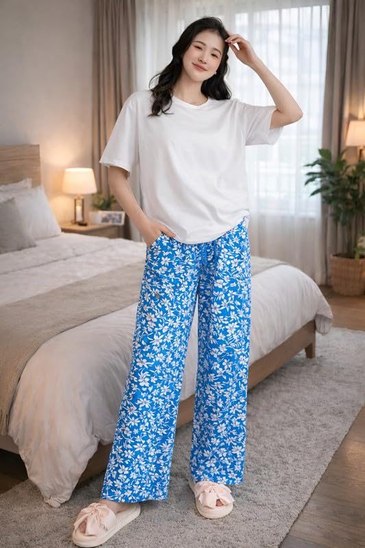 Women Round Neck Printed Nightsuit Set - Image 38