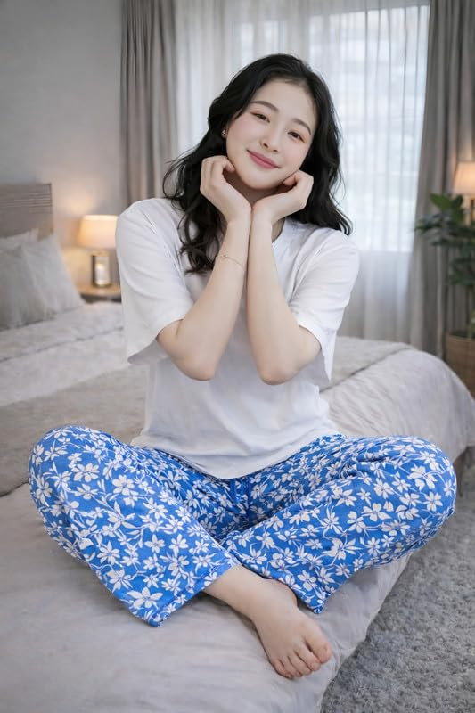 Women Round Neck Printed Nightsuit Set - Image 39