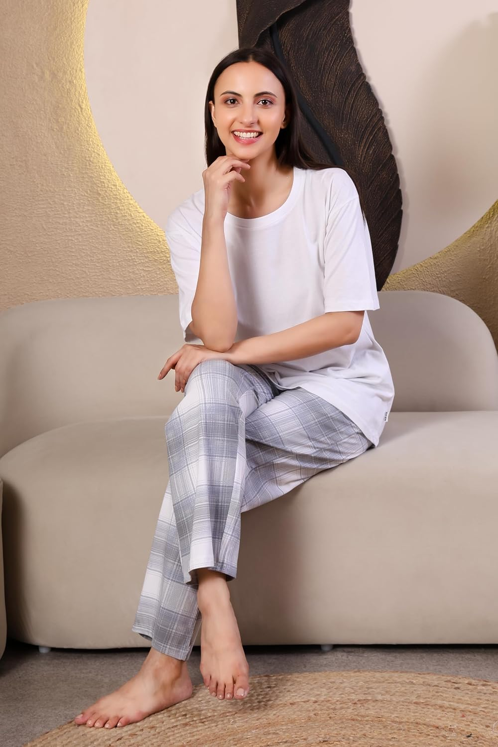 Women Round Neck Printed Nightsuit Set - Image 45