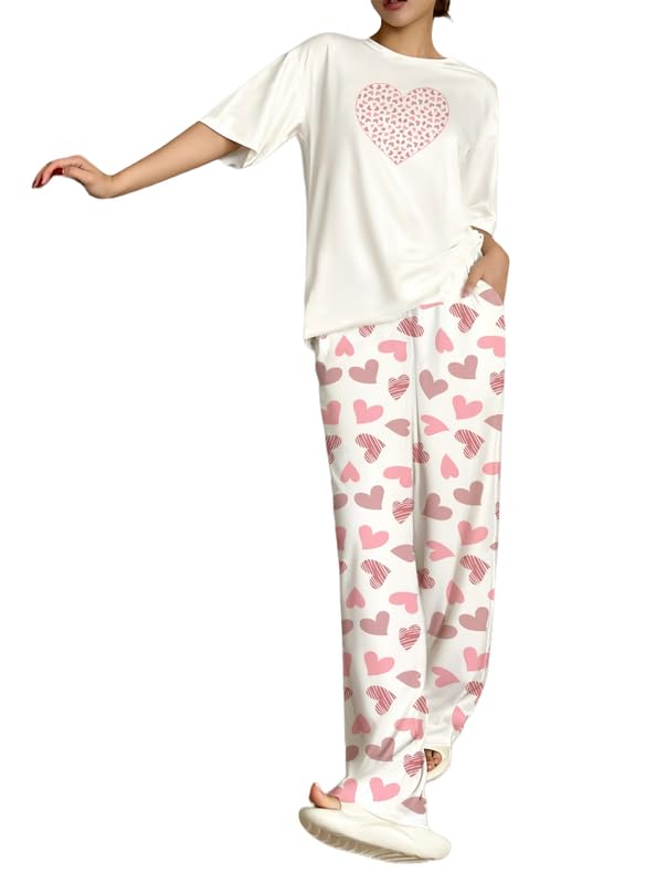 Women Round Neck Printed Nightsuit Set - Image 48