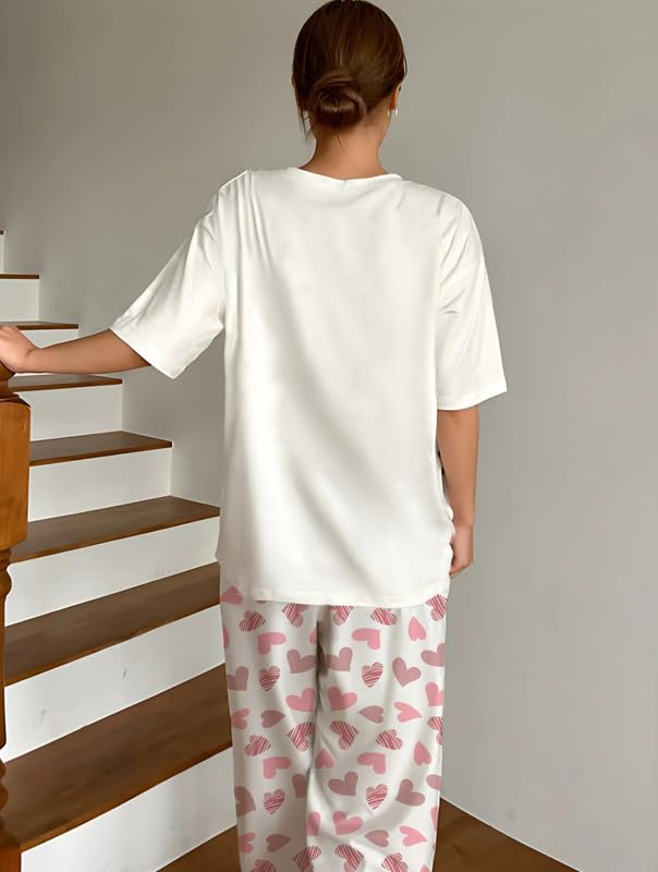 Women Round Neck Printed Nightsuit Set - Image 49