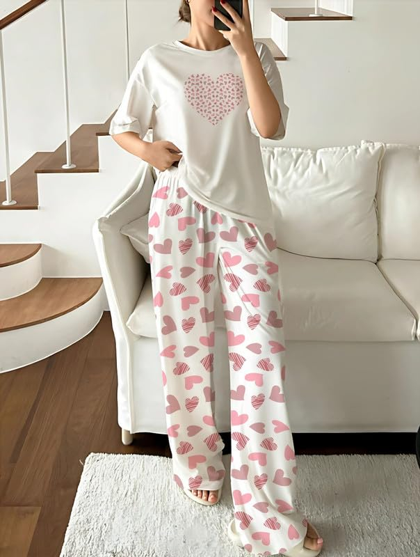 Women Round Neck Printed Nightsuit Set - Image 50