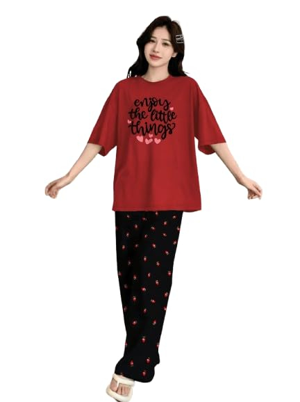Women Round Neck Printed Nightsuit Set - Image 51