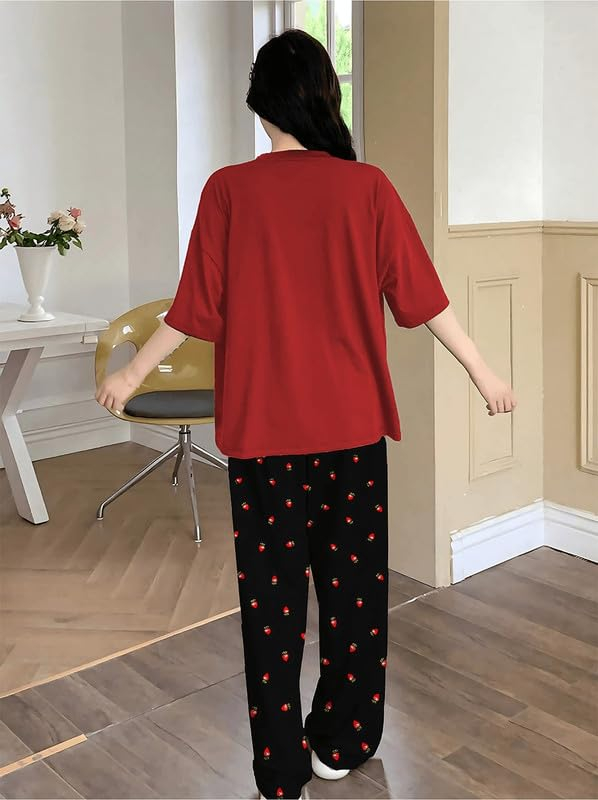 Women Round Neck Printed Nightsuit Set - Image 52