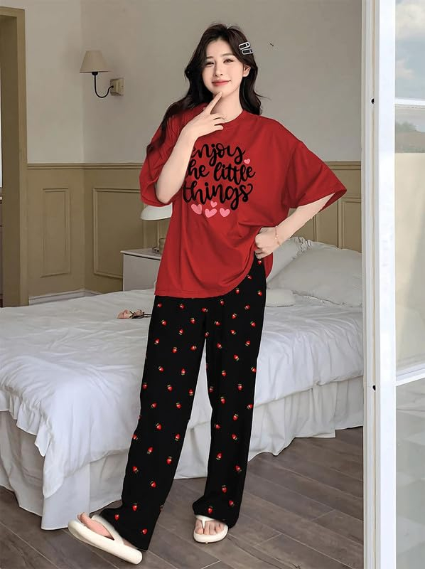 Women Round Neck Printed Nightsuit Set - Image 53