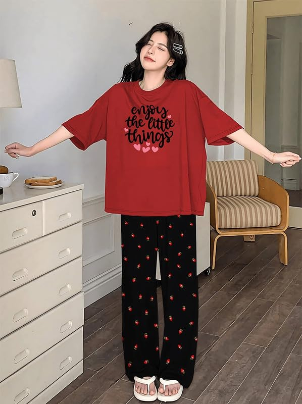 Women Round Neck Printed Nightsuit Set - Image 56