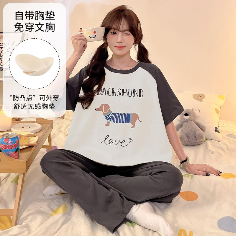 Women Round Neck Printed Nightsuit Set - Image 60