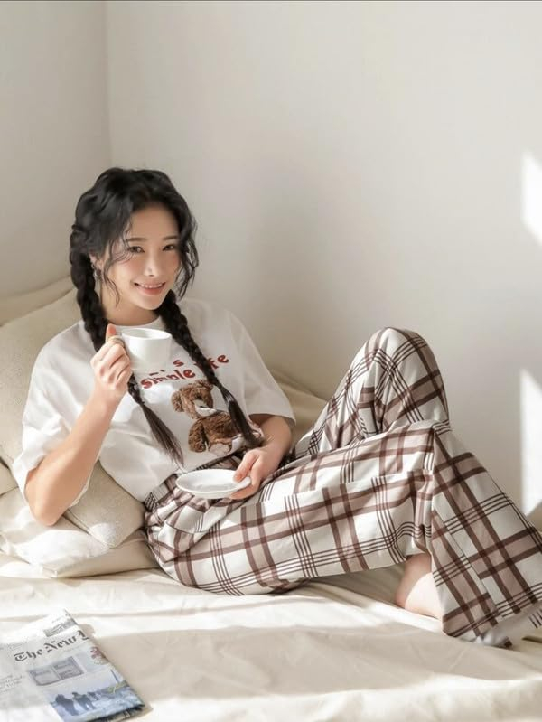 Women Round Neck Printed Nightsuit Set - Image 69