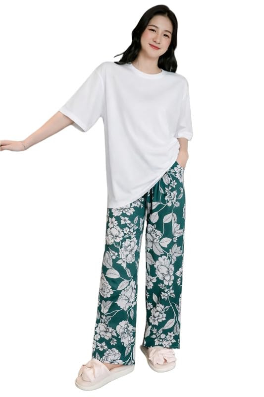Women Round Neck Printed Nightsuit Set - Image 72