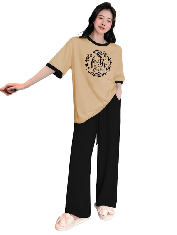Women Round Neck Printed Nightsuit Set - Image 77