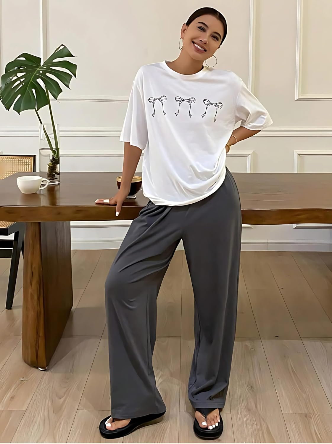 Women Round Neck Printed Nightsuit Set - Image 83