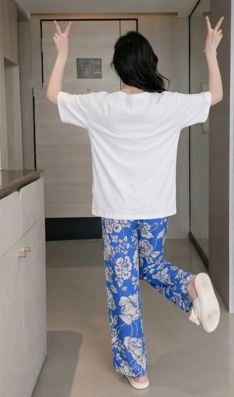 Women Round Neck Printed Nightsuit Set - Image 85