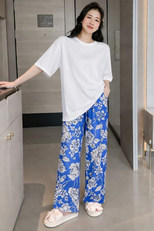 Women Round Neck Printed Nightsuit Set - Image 88