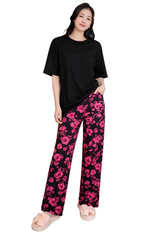 Women Round Neck Printed Nightsuit Set - Image 89