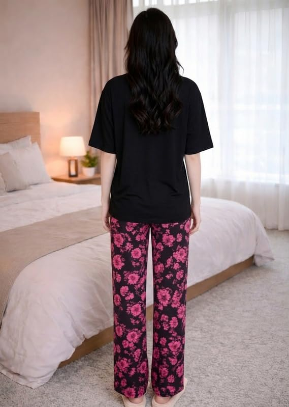 Women Round Neck Printed Nightsuit Set - Image 90