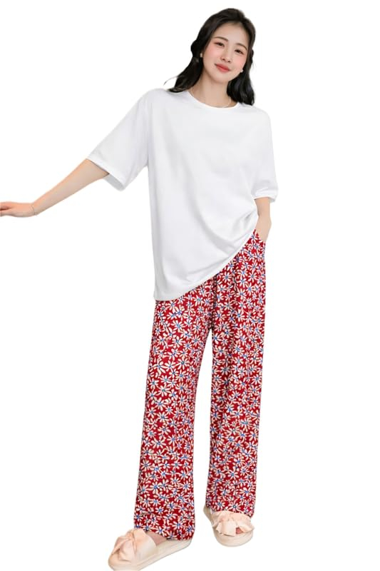 Women Round Neck Printed Nightsuit Set - Image 96