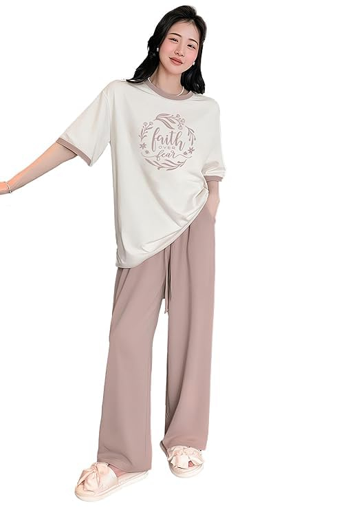 Women Round Neck Printed Nightsuit Set - Image 100