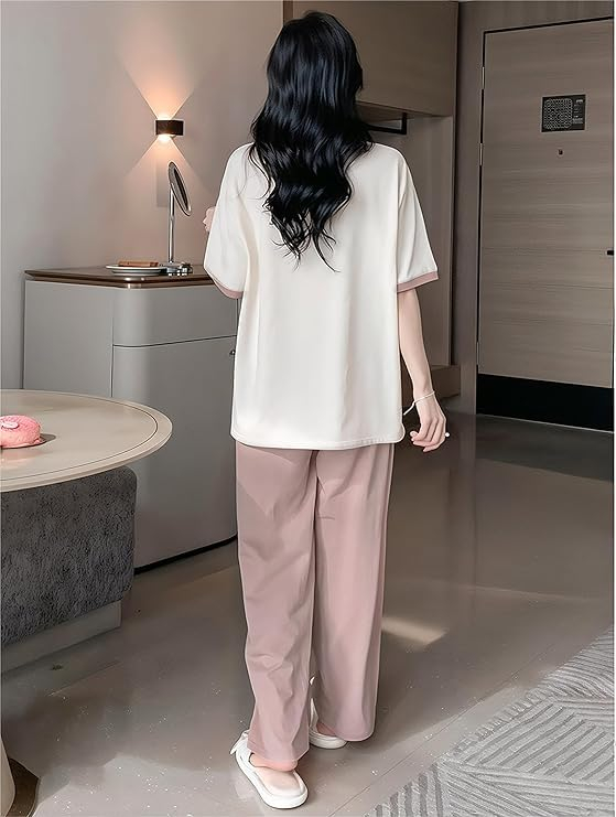 Women Round Neck Printed Nightsuit Set - Image 101