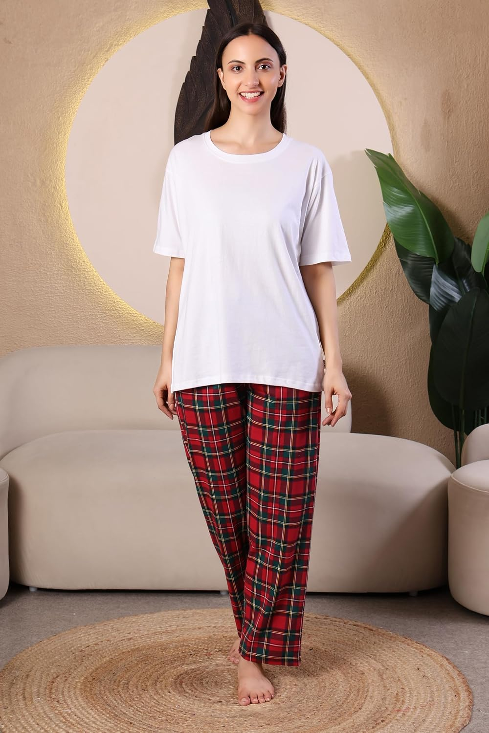Women Round Neck Printed Nightsuit Set - Image 106