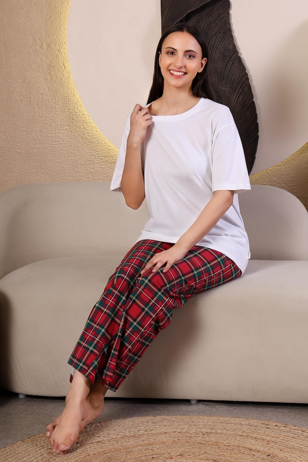 Women Round Neck Printed Nightsuit Set - Image 108