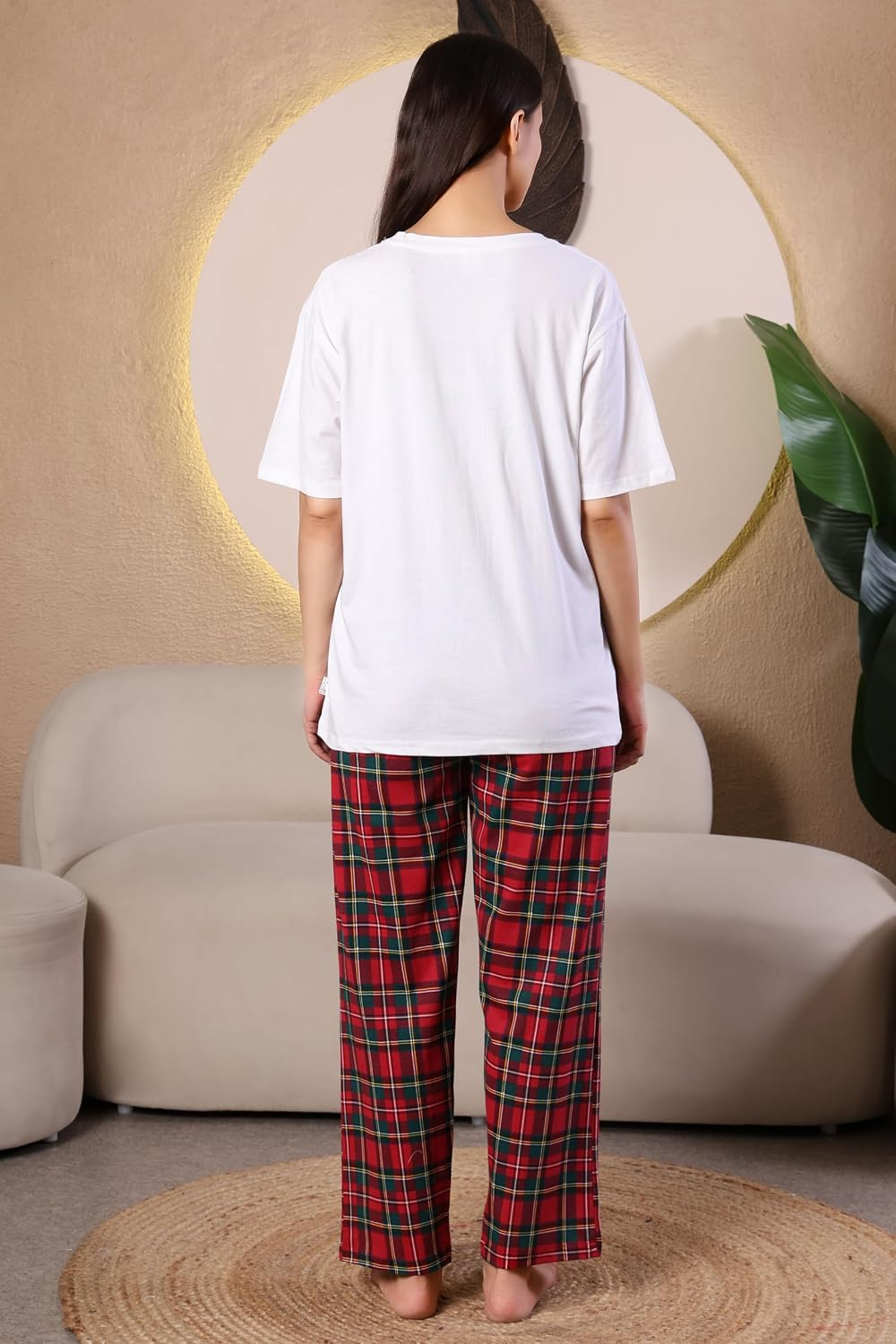 Women Round Neck Printed Nightsuit Set - Image 110
