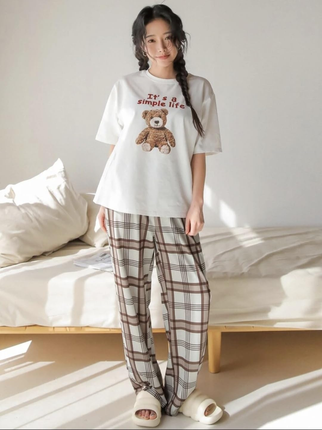 Women Round Neck Printed Nightsuit Set - Image 115