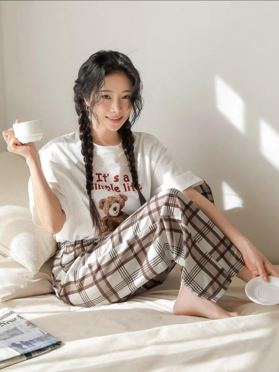 Women Round Neck Printed Nightsuit Set - Image 116