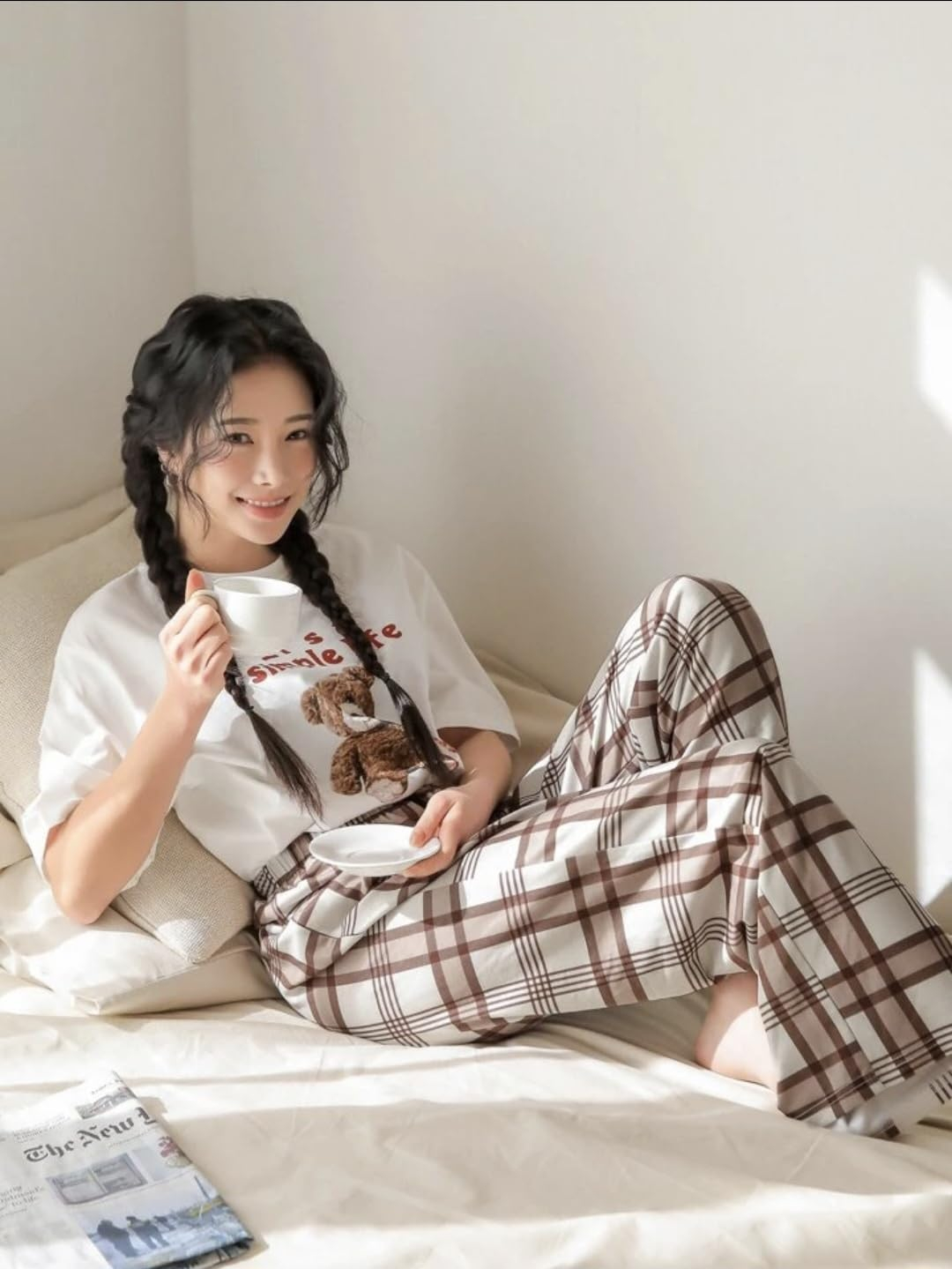 Women Round Neck Printed Nightsuit Set - Image 117