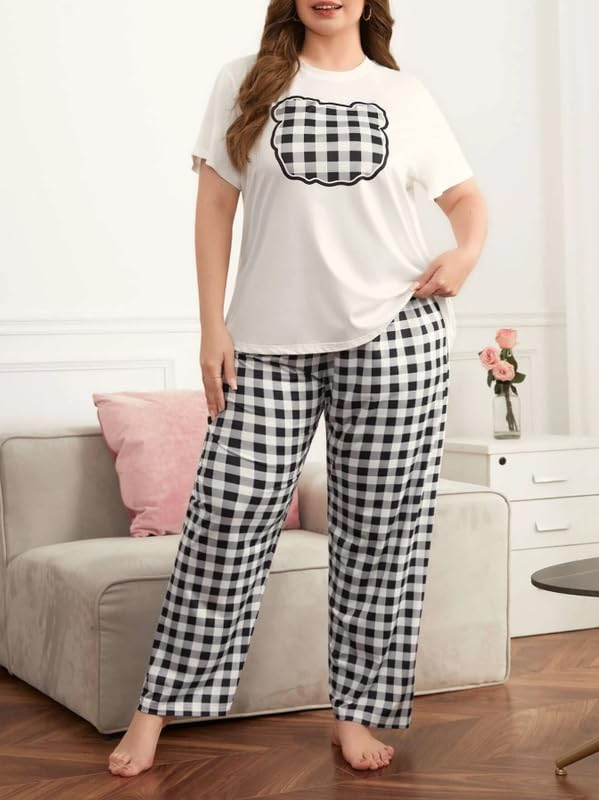 Women Round Neck Printed Nightsuit Set - Image 125