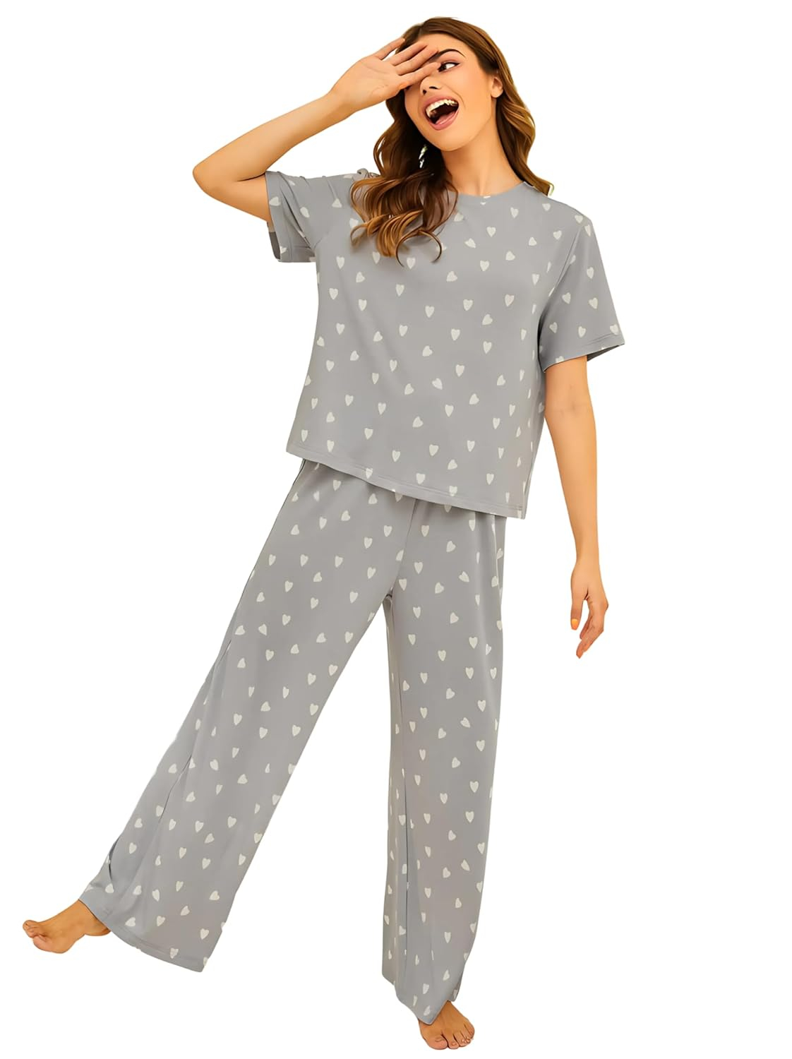 Women Round Neck Printed Nightsuit Set - Image 131