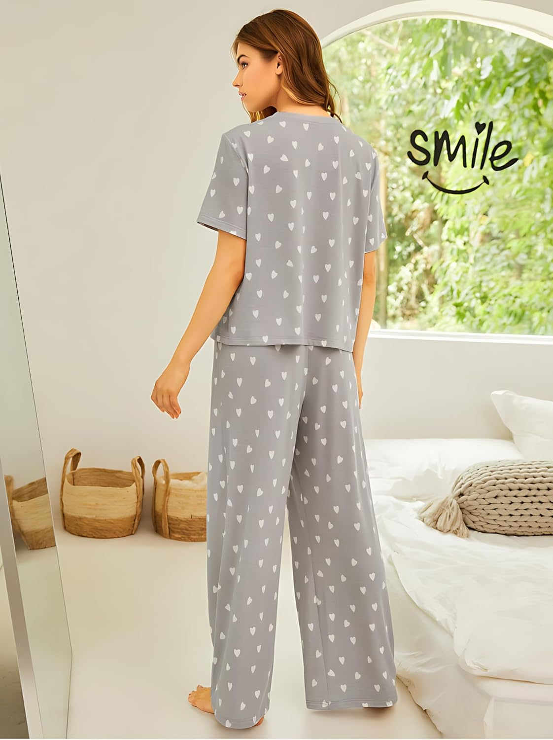 Women Round Neck Printed Nightsuit Set - Image 133