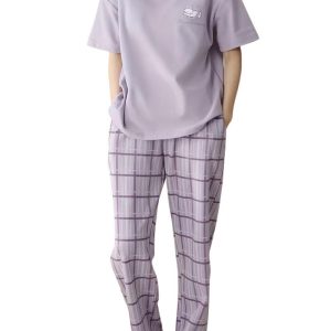 Women Short Sleeve Cute Print Pajama Set