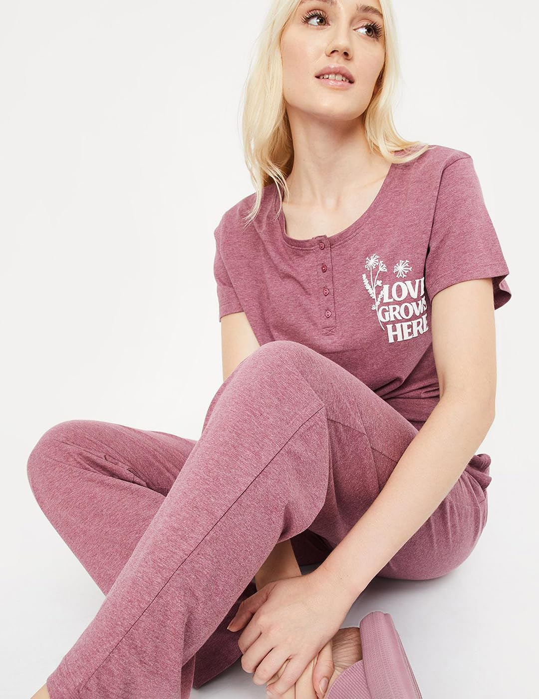 Women Printed Half Sleeve Cotton Pyjama Set - Image 2