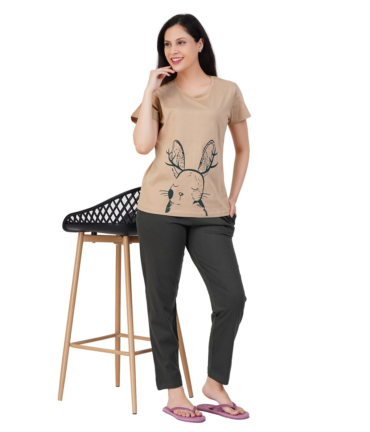 Women Premium Cotton Printed Night Suit Set - Image 24
