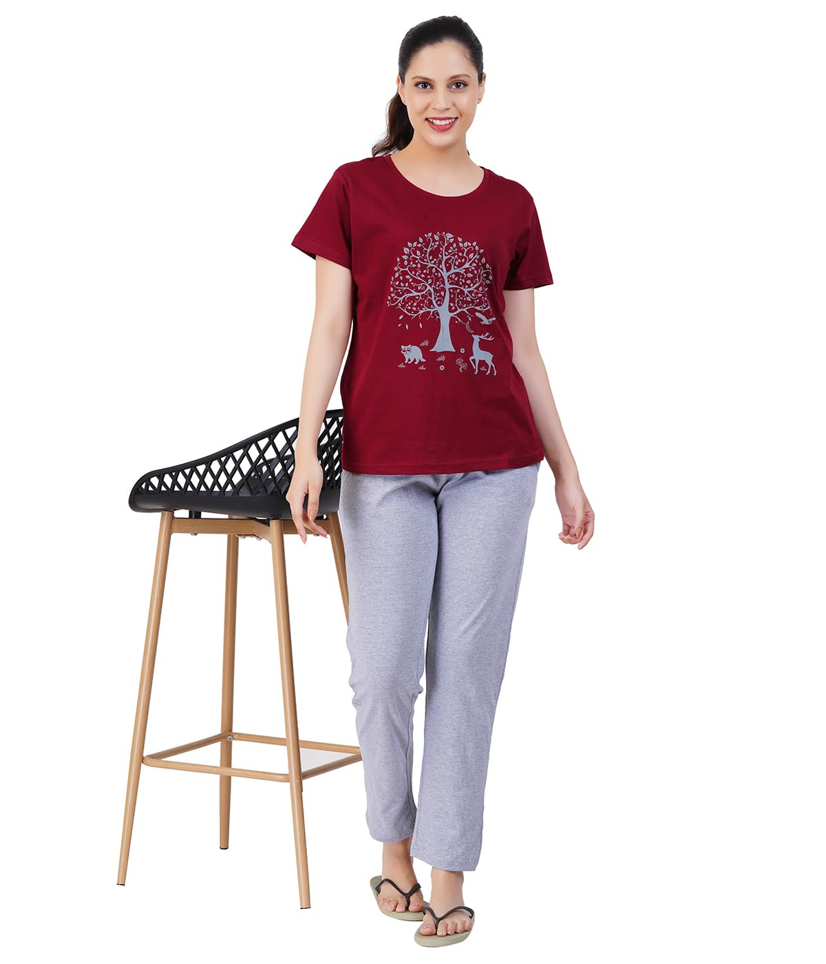 Women Premium Cotton Printed Night Suit Set - Image 32