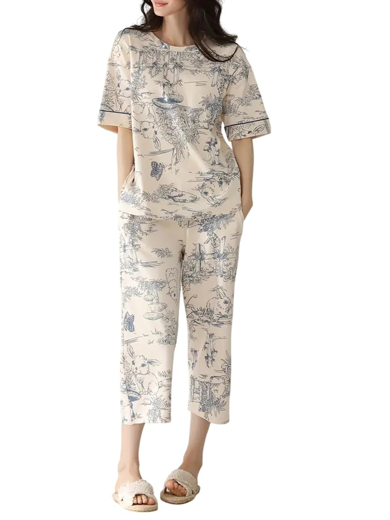 Women Printed Full Sleeve Lounge Night Suit Set