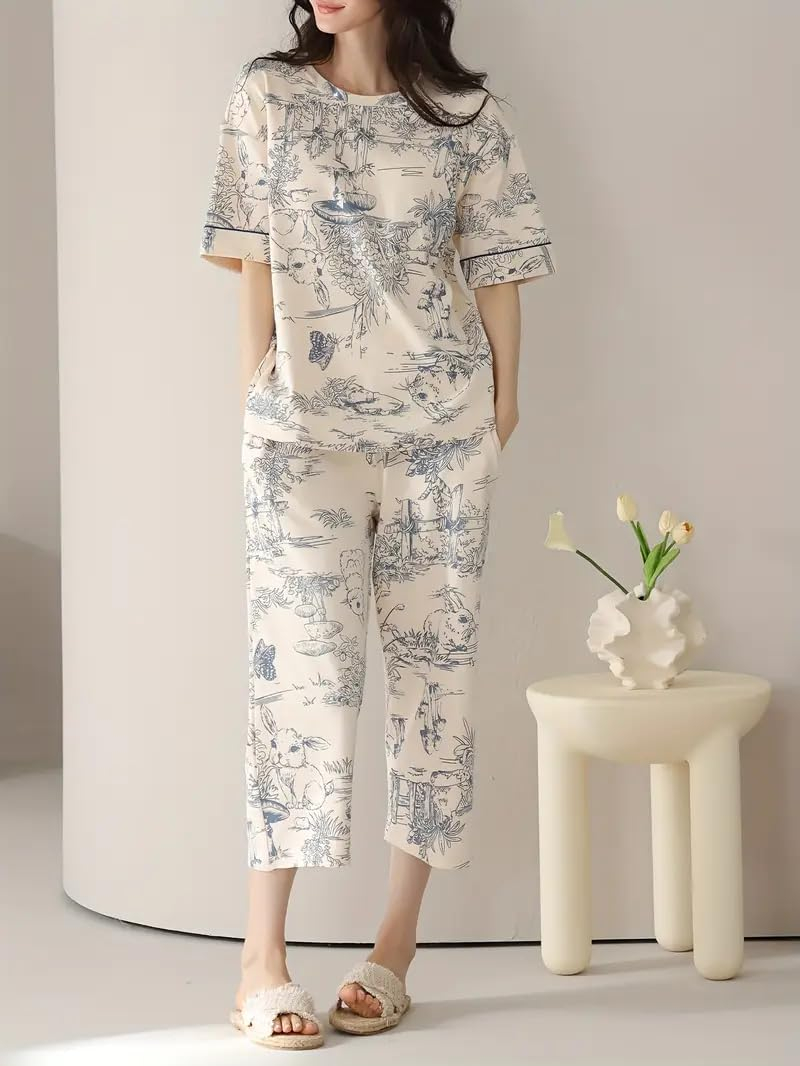 Women Printed Full Sleeve Lounge Night Suit Set - Image 2