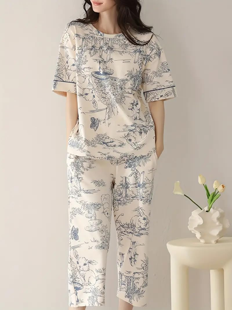 Women Printed Full Sleeve Lounge Night Suit Set - Image 3