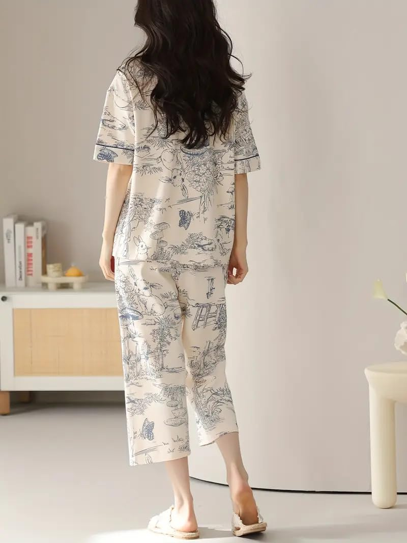 Women Printed Full Sleeve Lounge Night Suit Set - Image 4