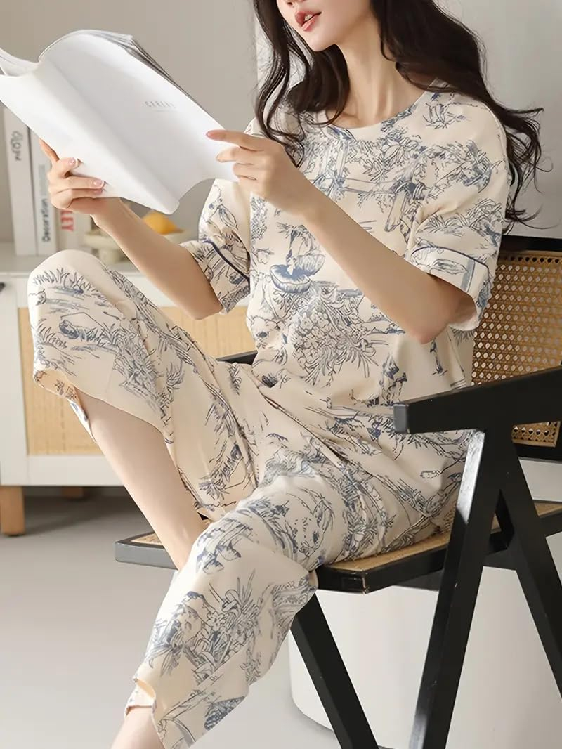 Women Printed Full Sleeve Lounge Night Suit Set - Image 6