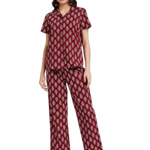 Women Cotton Shirt and Relaxed Pajama Set