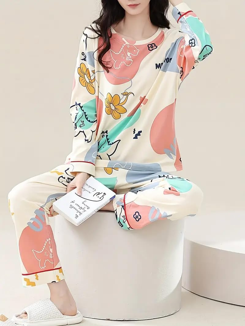Women Full Sleeve Printed Pyjama Night Suit Set - Image 49