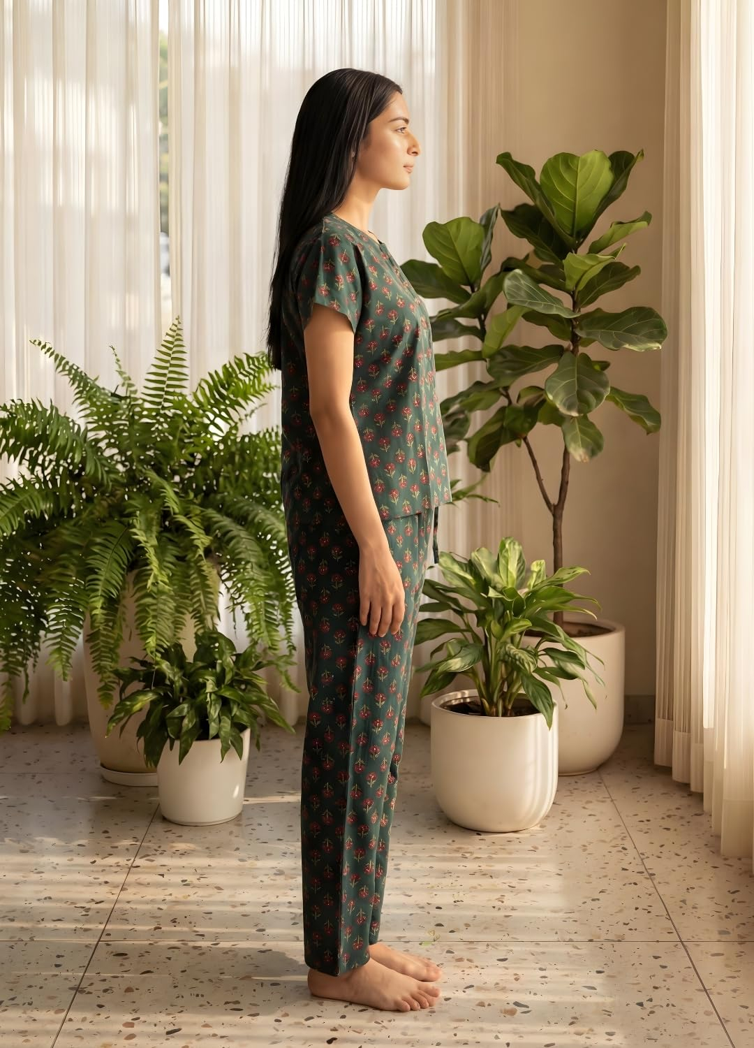 Women Pure Cotton Printed Pajama Set - Image 4
