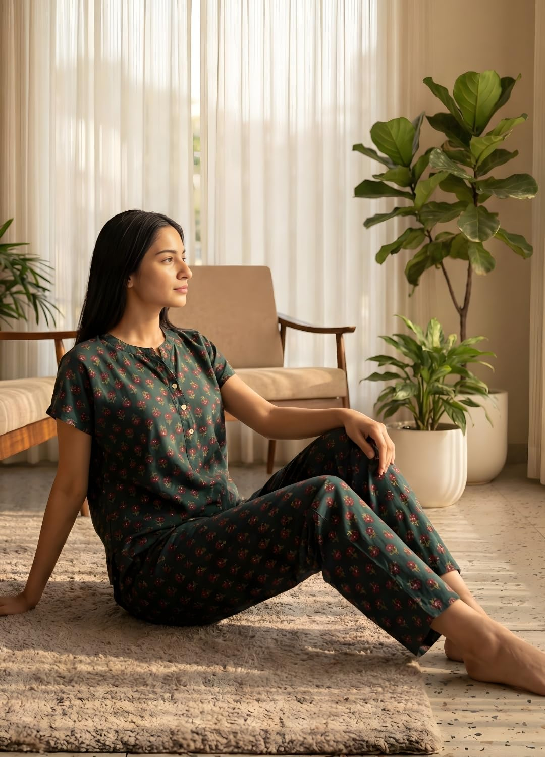 Women Pure Cotton Printed Pajama Set - Image 6