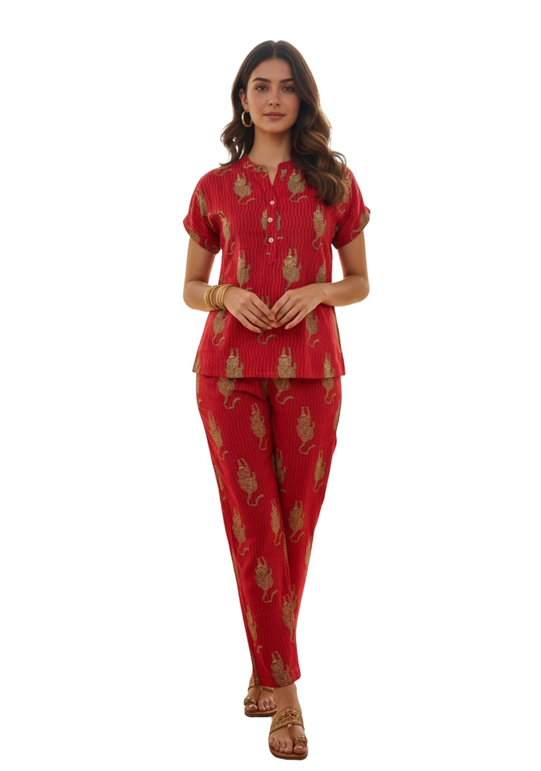 Women Pure Cotton Printed Pajama Set - Image 8