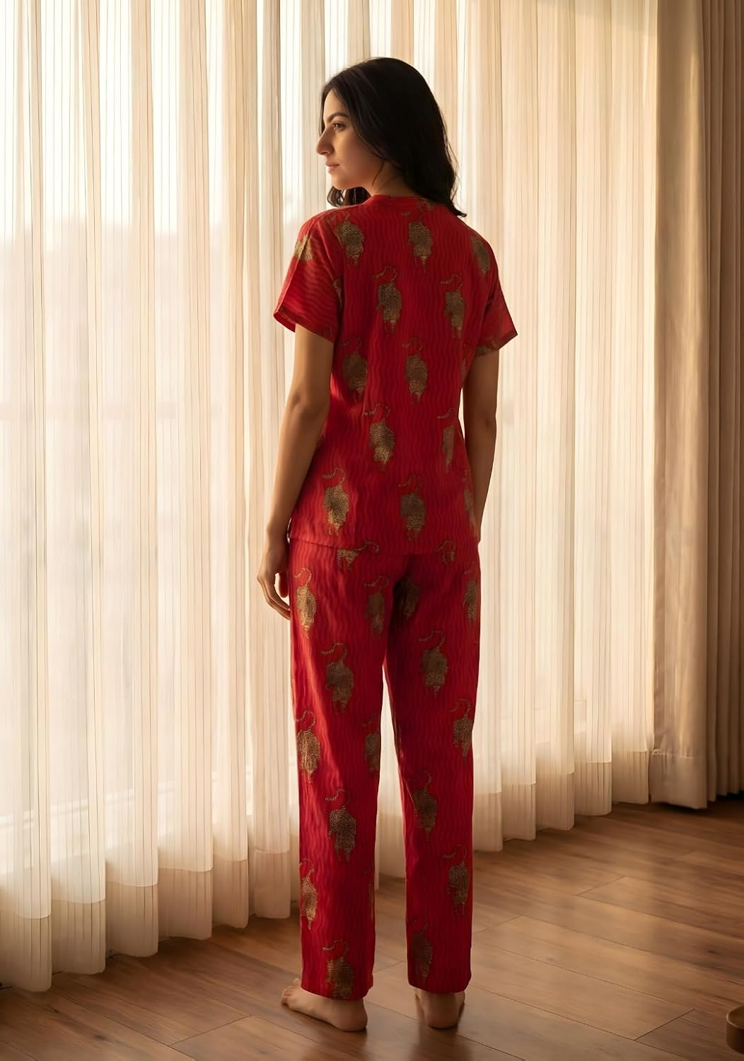 Women Pure Cotton Printed Pajama Set - Image 9