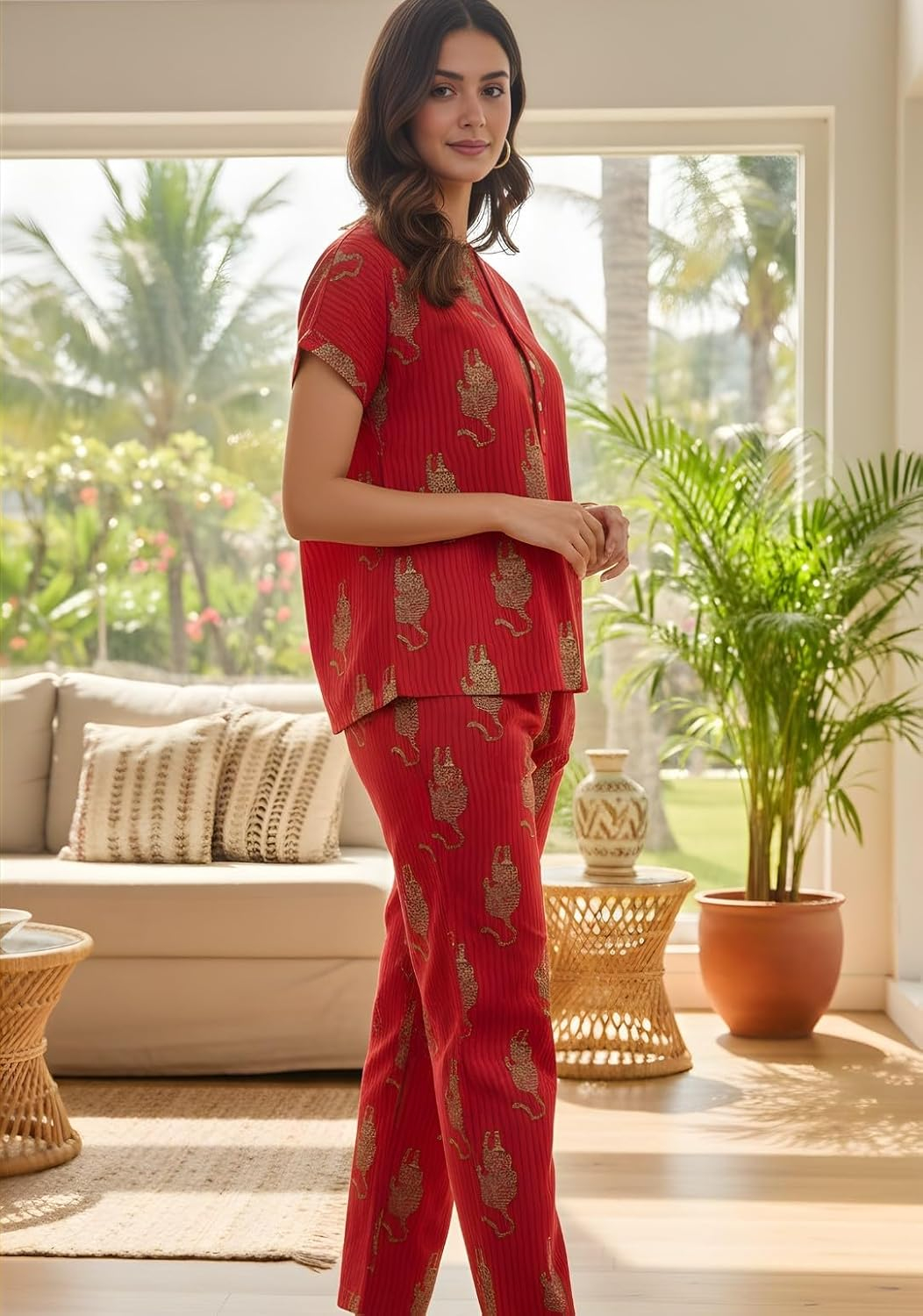 Women Pure Cotton Printed Pajama Set - Image 10