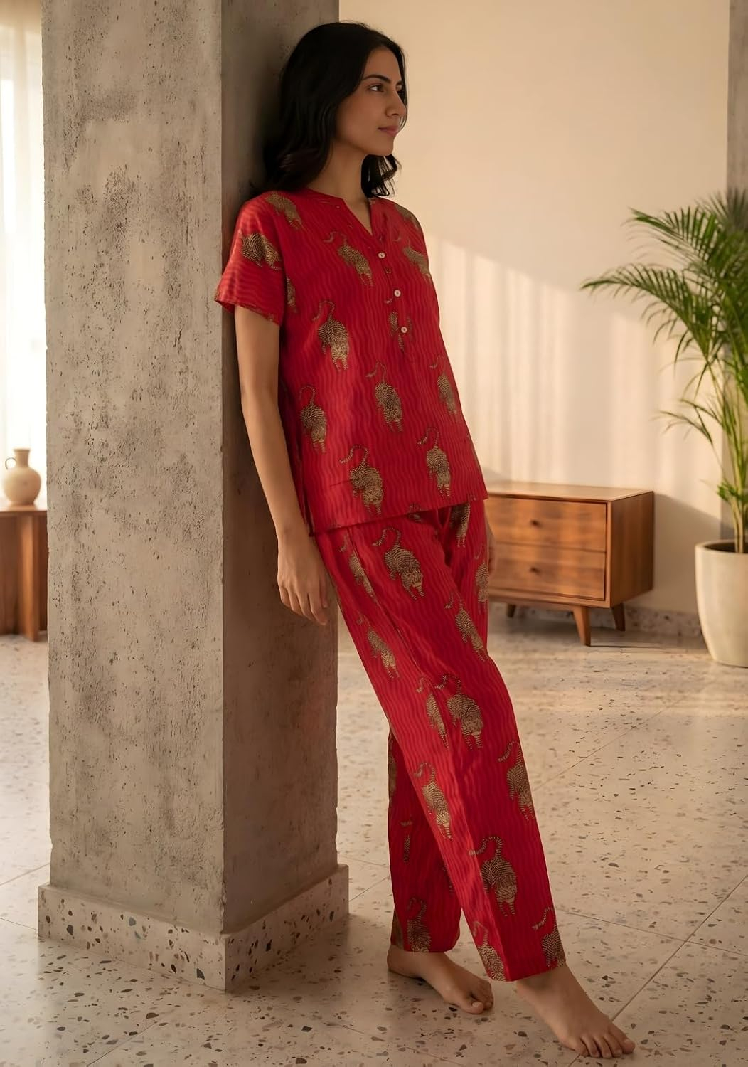 Women Pure Cotton Printed Pajama Set - Image 11