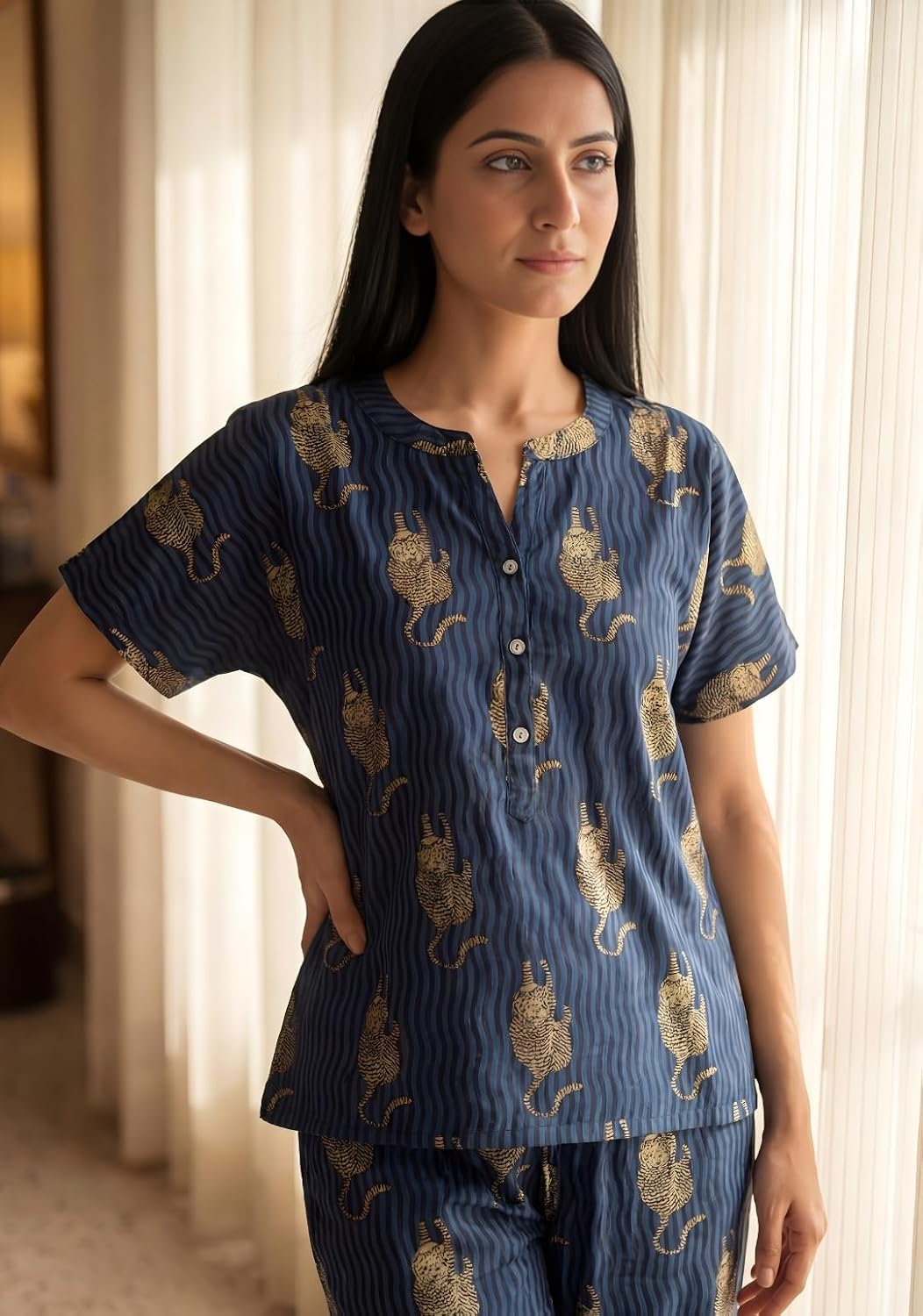 Women Pure Cotton Printed Pajama Set - Image 26